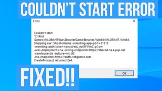 Valorant  How To Fix Couldnt Start Error [upl. by Rosamond964]