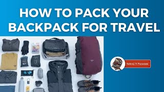 How to Pack your backpack for Travel  Forclaz 40 Litres Trekking Bag [upl. by Asirak]