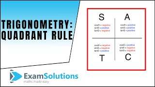 Trigonometry  Quadrant rule  Solving Sin θ  negative value  ExamSolutions [upl. by Analah]