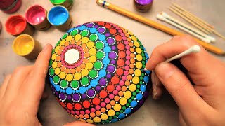 EASY Dot Art Mandala Rock Painting Using ONLY Qtip Toothpick Pencil Lip Balm tool  How To Lydia May [upl. by Sacken]