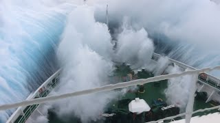 Ship in Storm  Cruise Ship Climbing Up Big Waves [upl. by Nivan506]