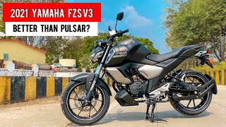 2021 YAMAHA FZS FI v3 BS6 Detailed Ride Review  Mileage  Price  Changes [upl. by Arekahs]