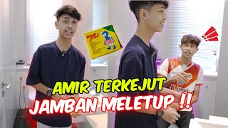 AMIR TERKEJUT JAMBAN MELETUP   PRANK AIEMAN MERCUN [upl. by Bertrando]