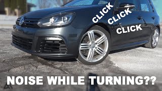 Diagnosing Front End Clicking Sound and Vibration While Turning  VW Golf R [upl. by Kendrick297]