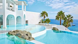 Grecotel Mykonos Blu Greece a gorgeous 5star beach resort  Full tour [upl. by Laynad]