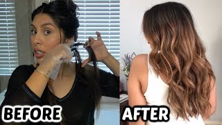 USING A HIGHLIGHTING COMB At Home Balayage Highlights Dark to Light Transformation [upl. by Eivlys13]