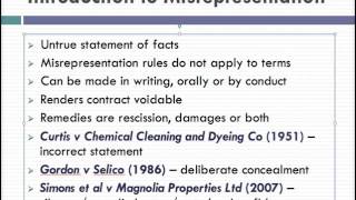 Misrepresentation Lecture 1 of 4 [upl. by Adnamahs975]