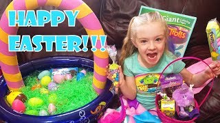 Happy Easter Easter Egg Hunt With Easter Bunny GIANT Easter Baskets [upl. by Karlis]