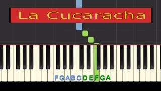 Easy Piano Tutorial La Cucaracha Mexican Folk Song with free sheet music [upl. by Marx]