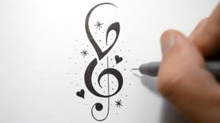 How to Incorporate Initials into Music Notes  Tattoo Design [upl. by Nevah]