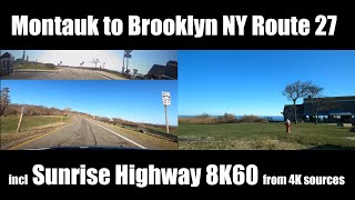 NY Route 27 Sunrise Highway 8K Combined Split Screen Montauk to Prospect Expressway [upl. by Innoj]