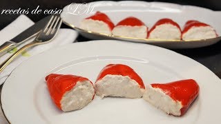 PIMIENTOS DE PIQUILLO RELLENOS EN 3 MINUTOS RECETA SANA Y MUY FÁCIL [upl. by Nikolaos]