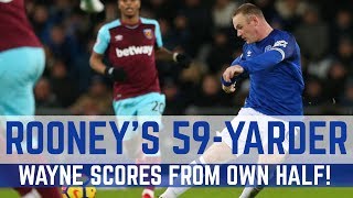 ROONEY SCORES FROM HIS OWN HALF 59YARD STRIKE V WEST HAM [upl. by Yornoc79]