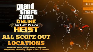 All Scope Out Locations Intel In GTA Onlines Cayo Perico Heist [upl. by Strickman]