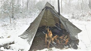 4 Days WINTER CAMPING in Blizzard With My Dog Survival Off Grid Nature Movie Snowstorm Bushcraft [upl. by Lozano]