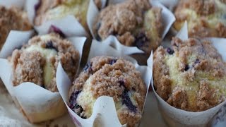 SOUR CREAM BLUEBERRY STREUSEL MUFFINS [upl. by Jourdain]