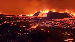 Iceland volcano eruption  Drone video [upl. by Geilich225]