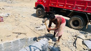 Manual stone cutting in quarry [upl. by Jeb418]