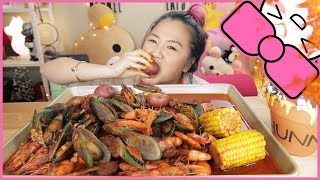 SPICY SEAFOOD BOIL  MUKBANG [upl. by Akirahc]