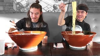 GIANT Ramen Challenge vs Morgan 3000000 Sub Video [upl. by Naujet57]