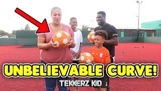 Insane SWERVE amp CURVE Freekicks Challenge  Tekkerz Kid amp Romello vs Mum amp Dad [upl. by Neo814]