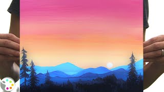 Acrylic Painting Tutorial for Beginners  Easy Sunset Landscape Painting [upl. by Barram601]