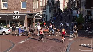 Unbelievably busy bicycle crossing in Amsterdam [upl. by Skantze]