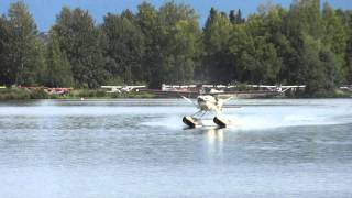 Cessna 206 float Plane taking off on Lake Hood [upl. by Haakon]