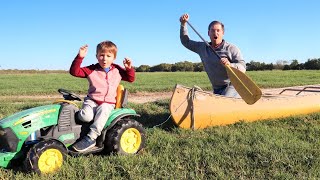 Playing on the farm with real tractors and hay  Tractors for kids [upl. by Erasmus]