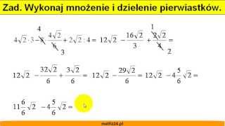 Proste działania na pierwiastkach  Pierwiastkowanie  Matfiz24pl [upl. by Morlee]