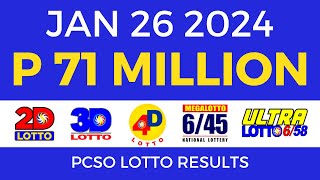 Lotto Result January 26 2024 9pm PCSO [upl. by Woodall]