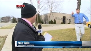 Watch a Bank Robber Interrupt This News Reporter During Live Broadcast [upl. by Assele]