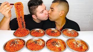 Super Spicy Fire Ramen Noodle Challenge • MUKBANG [upl. by Ardis]