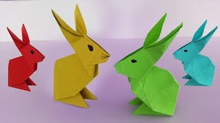 Hase aus Papier falten Origami  Rabbit paper fold [upl. by Lebar]