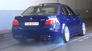 BMW M5 E60 with Eisenmann Race Exhaust  LOUD V10 Sound amp Burnouts [upl. by Micki]