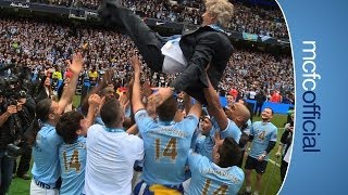 PELLEGRINI BUMPS CELEBRATION  City v West Ham Champions 2014 [upl. by Ardnuas444]