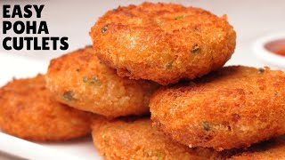 10MINUTE POHA CUTLET Recipe  Easiest Cutlet Recipe Ever Hindi [upl. by Nibla]