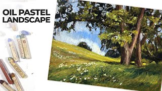 Oil Pastel Landscape with Expressive Brushstrokes  How to Use Oil Pastels [upl. by Evette]