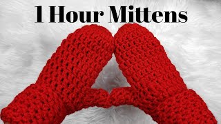 AMAZINGLY SIMPLE Crochet Mittens Pattern For Beginners [upl. by Amilb402]