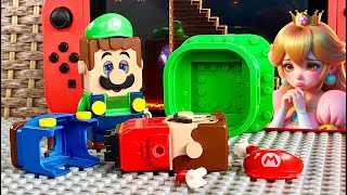 Lego Mario enters the Nintendo Switch  Bowsers Castle to save Peach What will Luigi do [upl. by Airat]