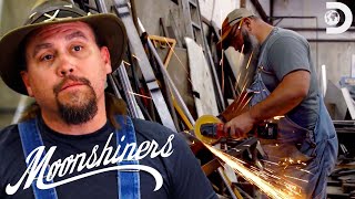 Mike and Jerry Fix Their Exploding Barrel  Moonshiners [upl. by Nnylkoorb]