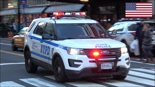 NYPD Police cars responding with horn rumbler siren and lights [upl. by Irrok]