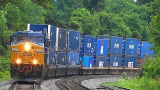 A Long CSX Double Stack Intermodal Train [upl. by Arimas69]