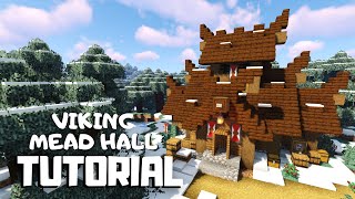 Minecraft How to Build a Viking Mead Hall Snowy Viking Village Tutorial [upl. by Werd]