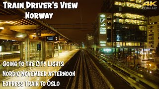 4K CABVIEW Going to Oslo and the City Lights and the depot [upl. by Aihtibat294]