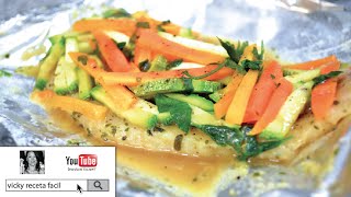 PESCADO EMPAPELADO  RECETAS LIGHT  VickyRecetaFacil [upl. by Cleave]