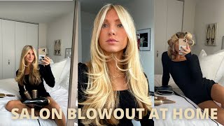 GET A SALON BLOWOUT AT HOME  HOW TO USE ROLLERS [upl. by Notterb120]