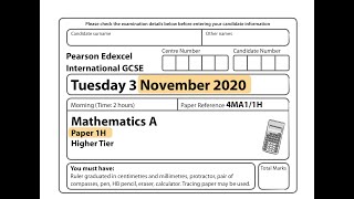 IGCSE Mathematics November 2020  4MA11H [upl. by Zipporah510]