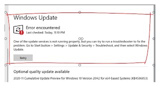 Windows Update Error Encountered fix [upl. by Clancy571]