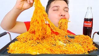 EXTREMELY CHEESY SUPER SPICY FIRE RAMEN NOODLES • Mukbang amp Recipe [upl. by Maillliw]